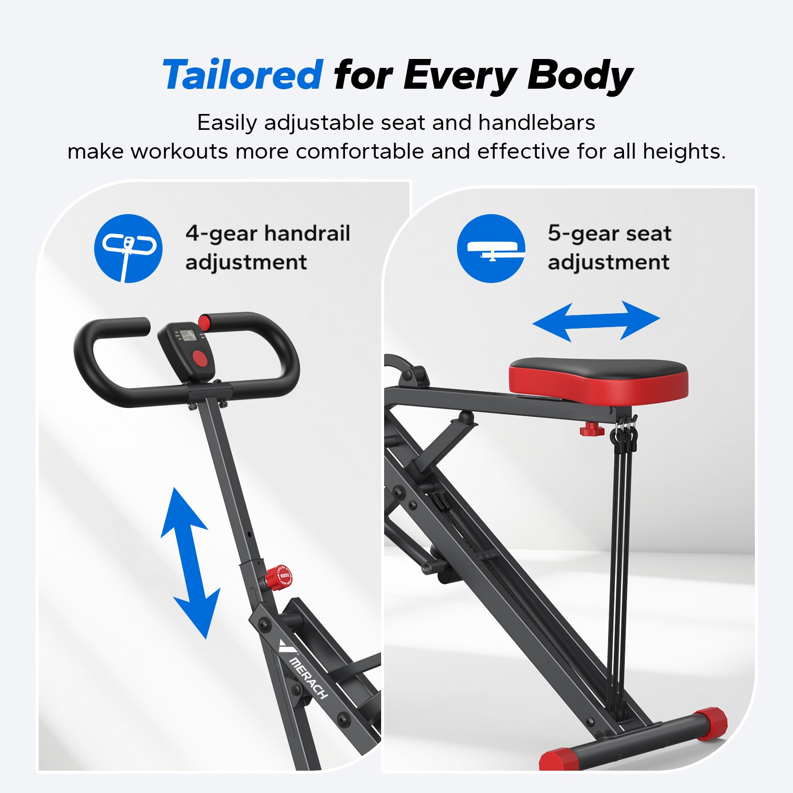 MERACH R07 2 in 1 Squat Rowing Machine Easy Setup & Foldable Exercise Equipment