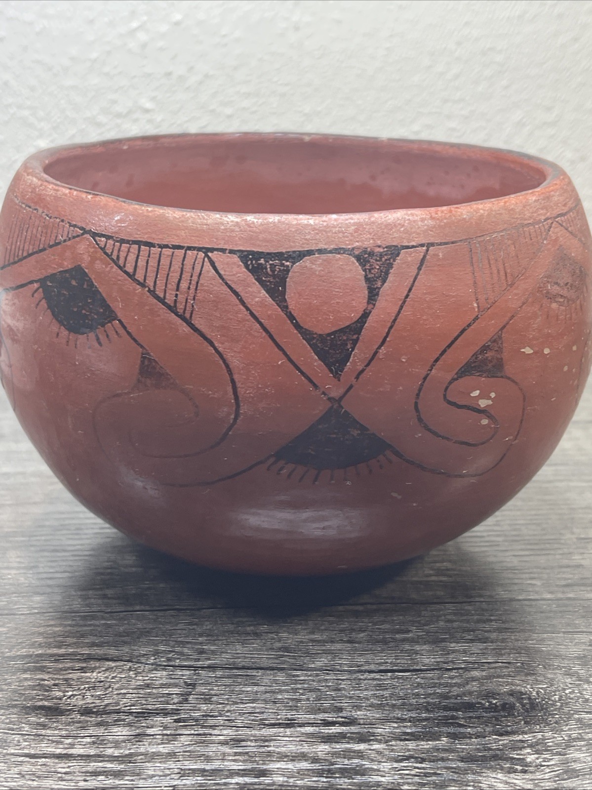 VTG Hopi Native American Hand Painted Vessel Jar Bowl Pottery Unsigned6”x4”tall￼