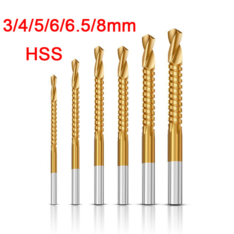 3~8mm Dia Twist Drill Bits HSS High Steel Titanium Saw Bits Drilling Wood Metal