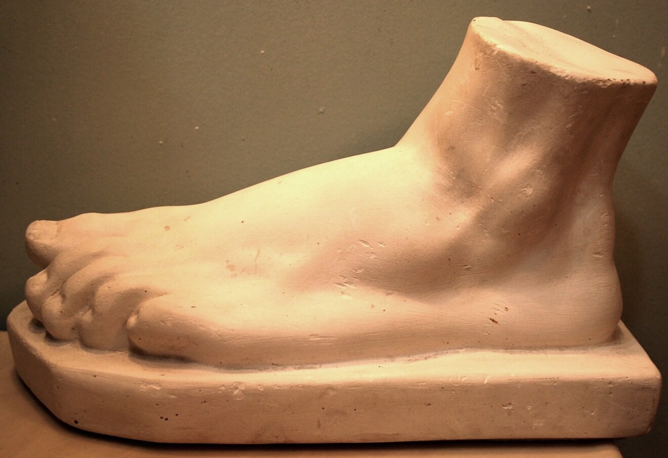 Antique Life Sized MALE HUMAN FOOT PLASTER CAST SCULPTURE 1920s European Art 10"