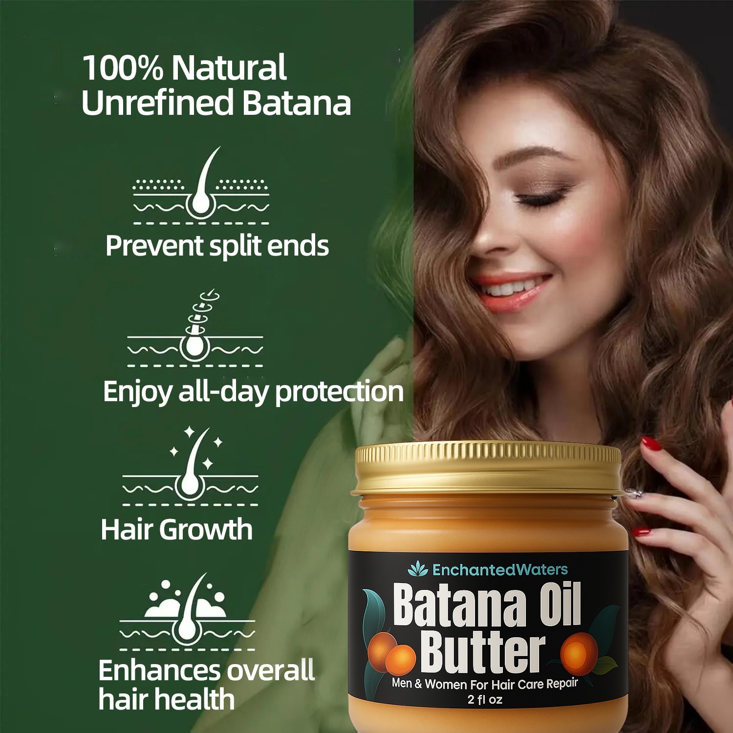 100% Natural Batana Oil For Hair Growth -Anti Hair Loss-Healthier Thicker Fuller