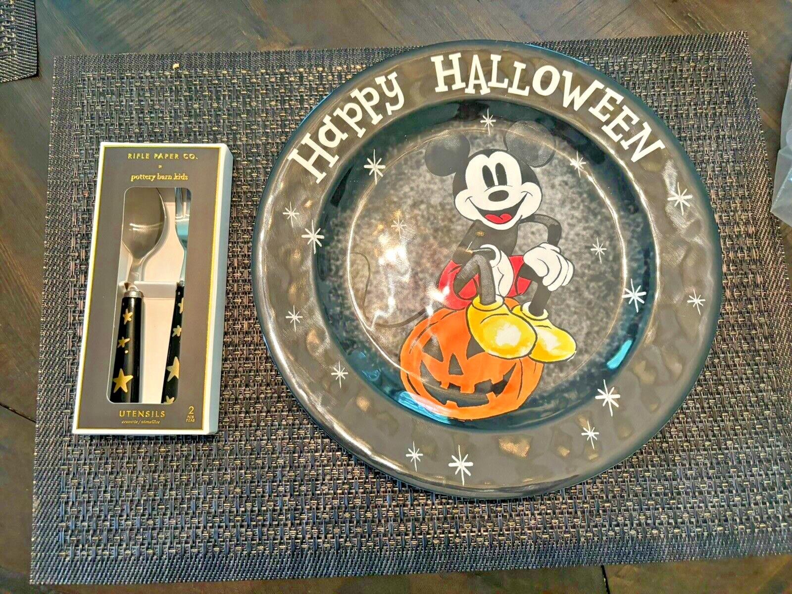 Disney Pottery Barn holiday Mickey Halloween Peanuts Dinner Party Plate SET 8 !
