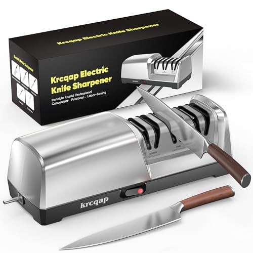 Knife Sharpener Electric for Kitchen - 3-Stage Kitchen Knife grayish-white
