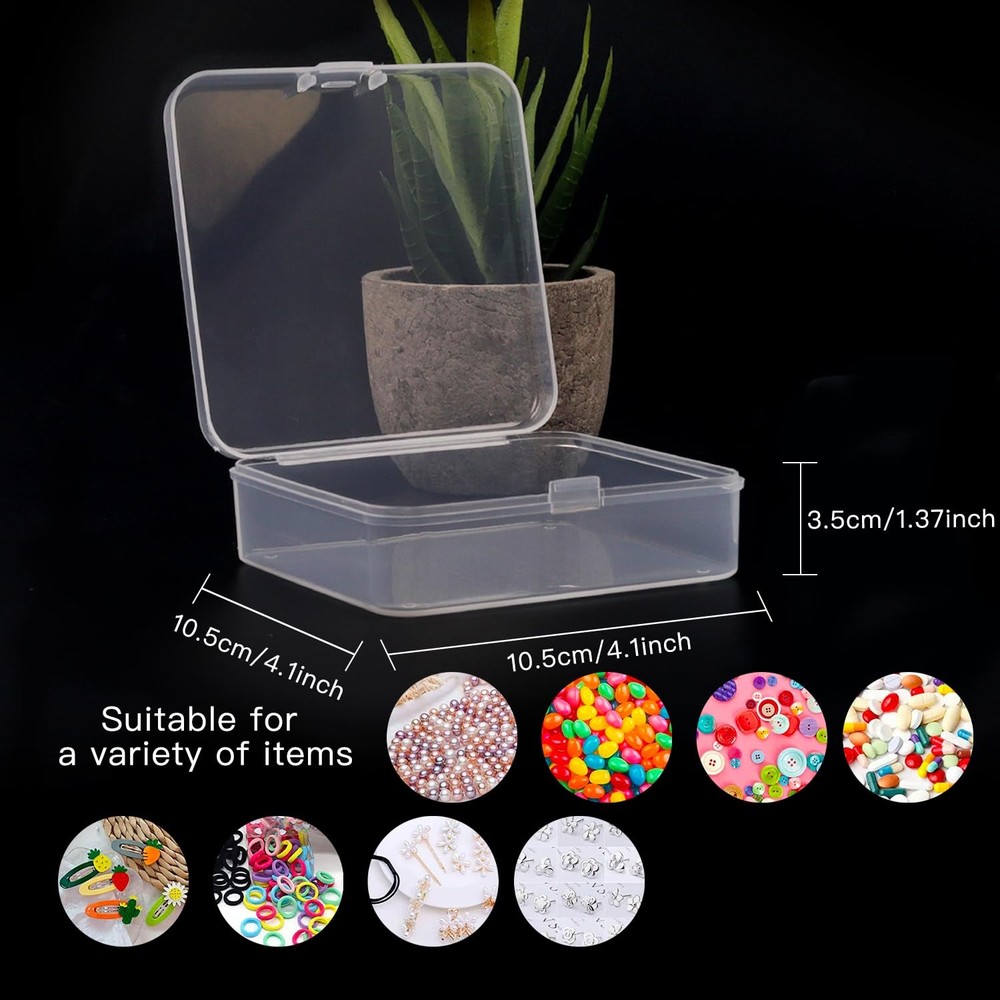 12 Pack Small Clear Plastic Storage Containers with Lids,Beads Storage Box wi...