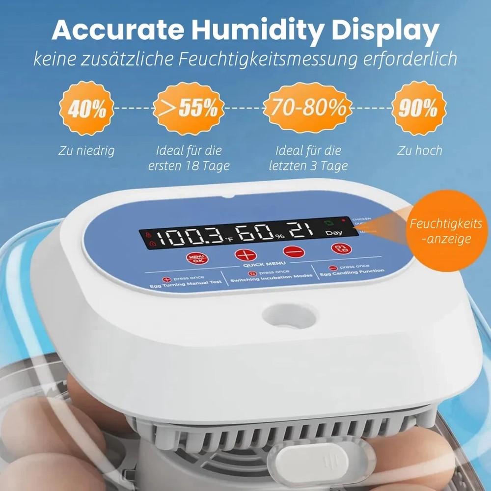 12/24 Egg Digital Incubators for Hatching Eggs 4 Modes w/ Automatic Egg Turning