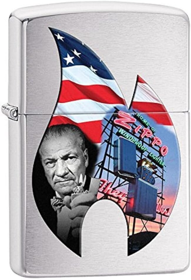 Zippo Flame Collage Brushed Chrome 29075