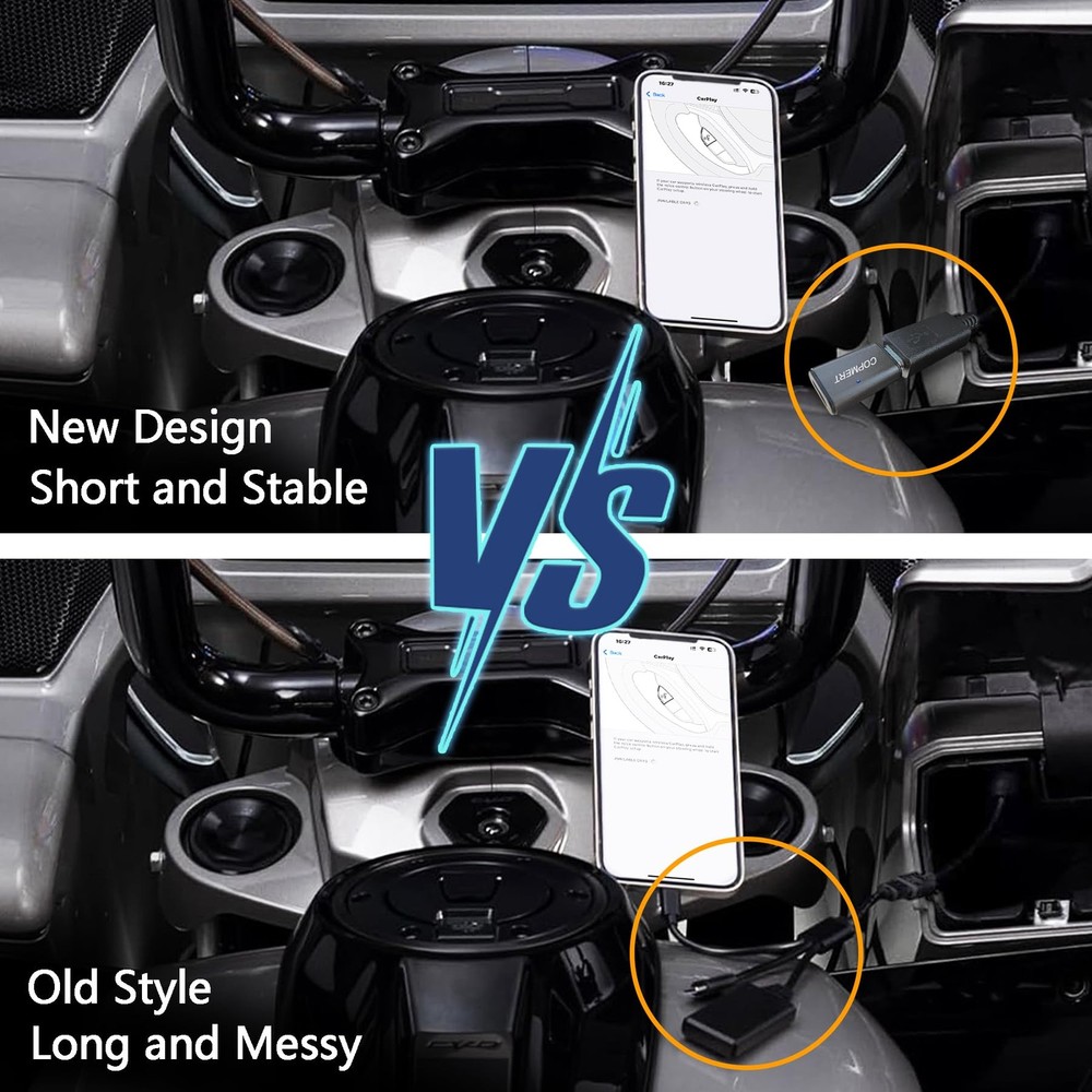 COPMERT Motorcycle Wireless CarPlay Bluetooth Adapter Compatible with Silvery