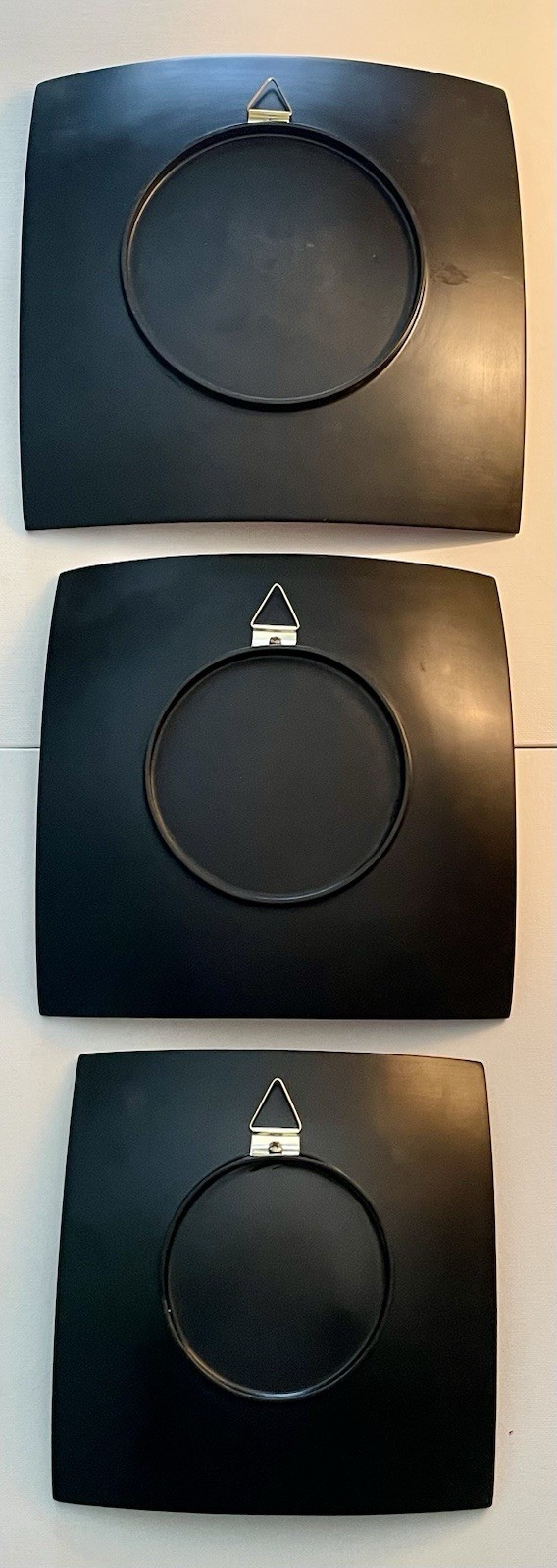 Japanese Lacquer Wall Plaques Cherry Blossoms Red Foil Set of 3