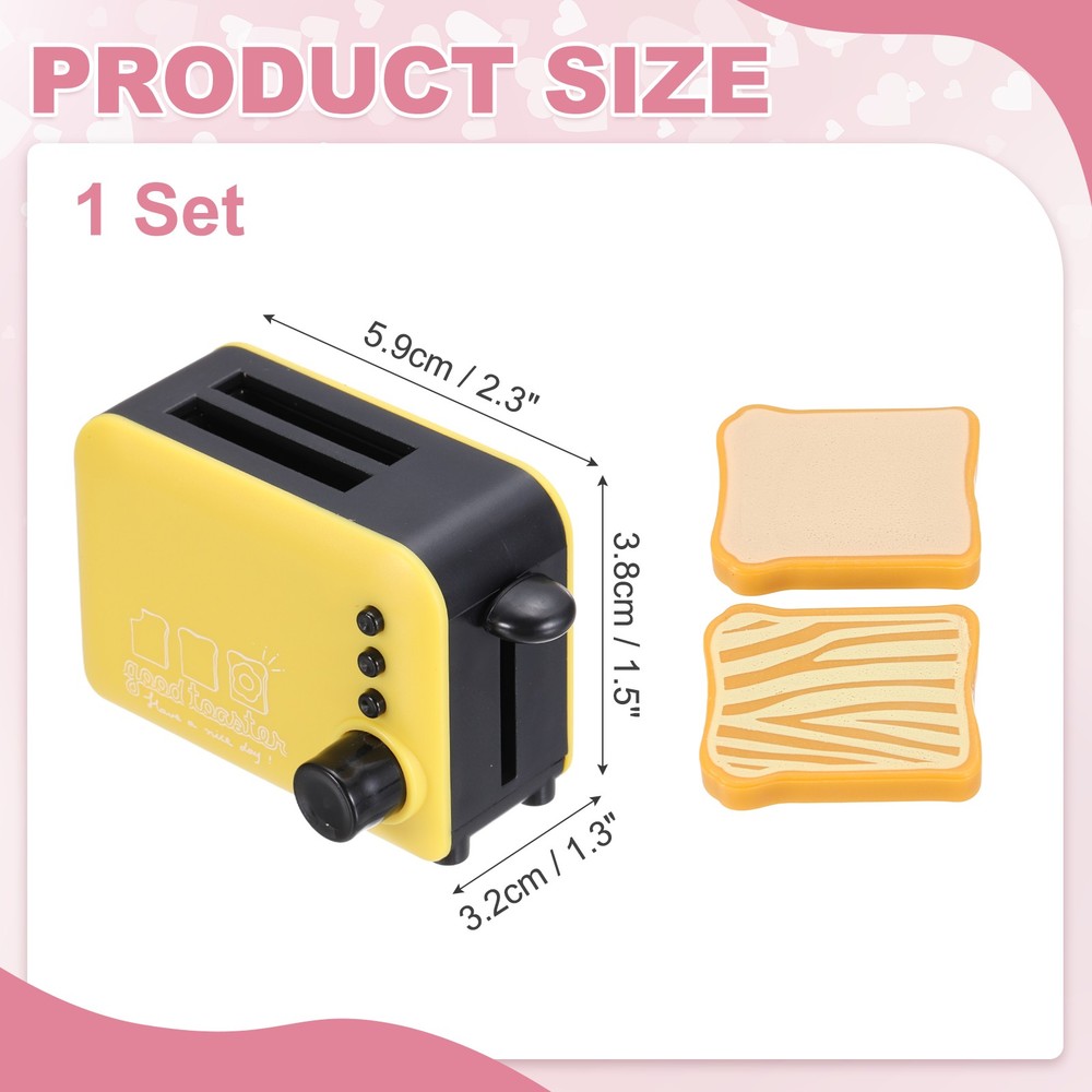 Miniature Play Kitchen Accessory, Plastic Toaster Cookware, Yellow