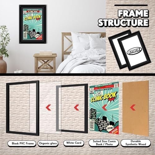 8 Pack Comic Book Frames, Fits Current 6 3/4 X 10 1/4, Wall/Tabletop Display