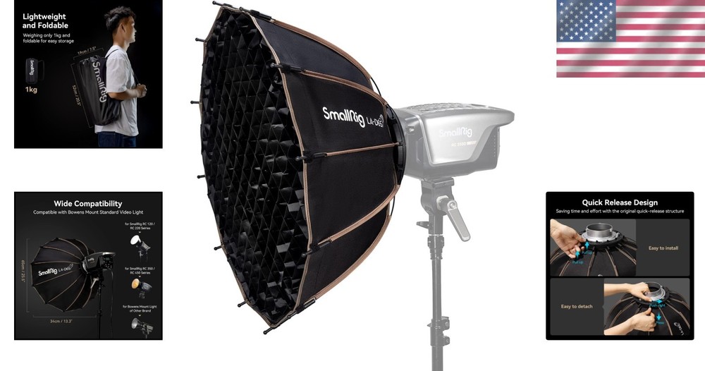 Professional 65cm Parabolic Softbox with Diffusers - Easy Quick Release Feature