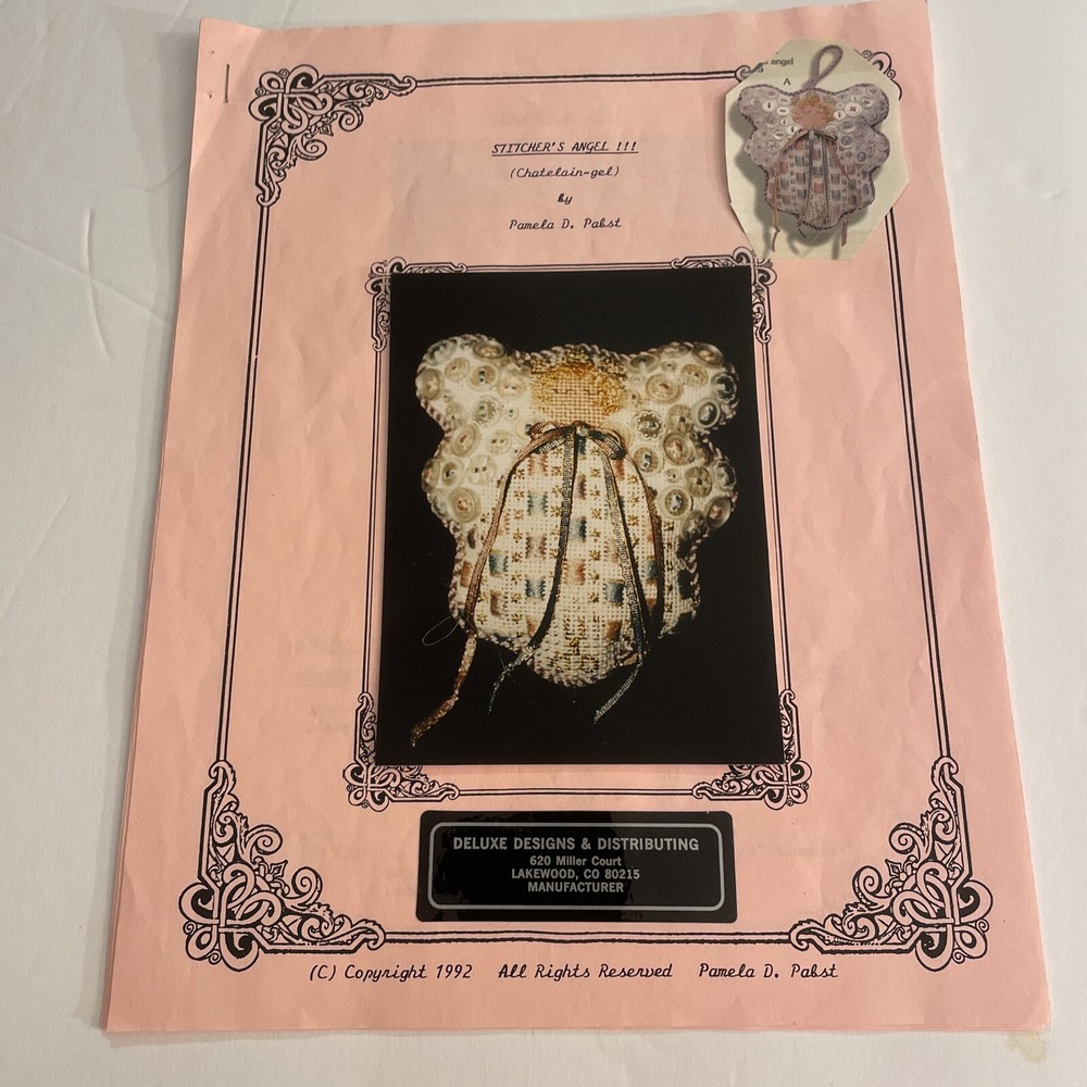Stitcher's Angel Chatelain Needlepoint pattern vtg Pamela Pabst