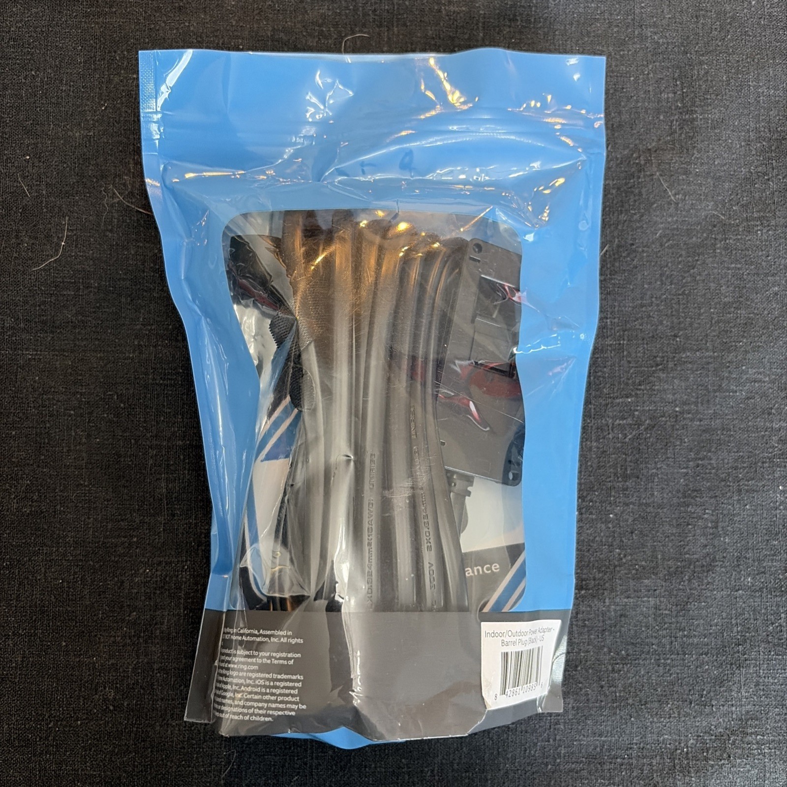 RING - Indoor / Outdoor Power Adapter - Barrel Plug - Cam Plug - BLACK