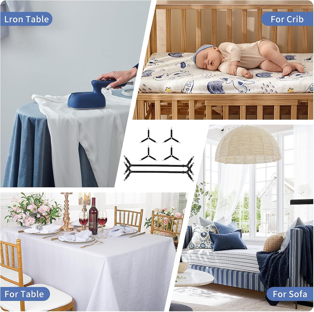 Bed Sheet Straps Adjustable 6 Pack Triangle Corner Holders Elastic Mattress Fast