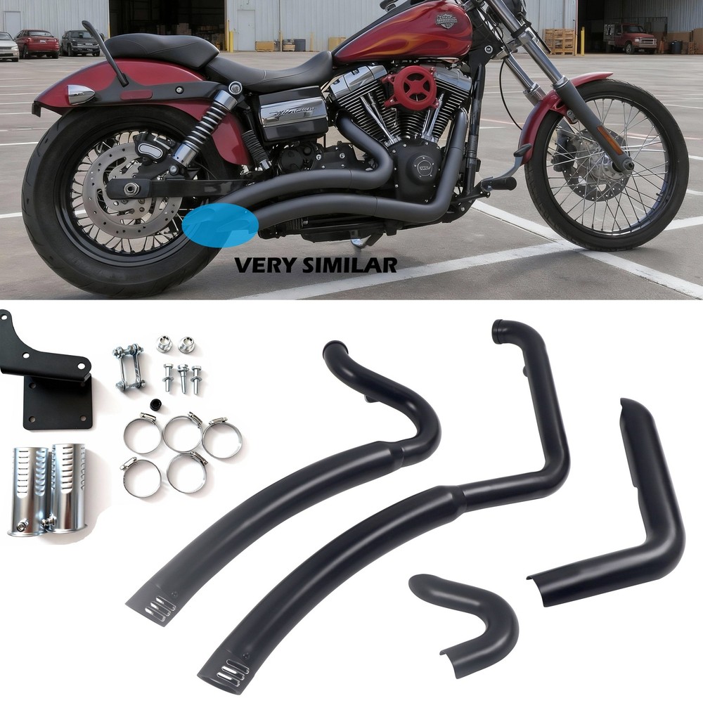 Black Power Boosted Exhaust Pipes Harley Dyna 2006 - 2017, Better Performance`