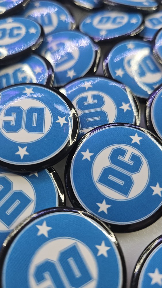 DC Comics - Blue Logo Pinback 1 Inch Buttons - Button 2 Pack - New