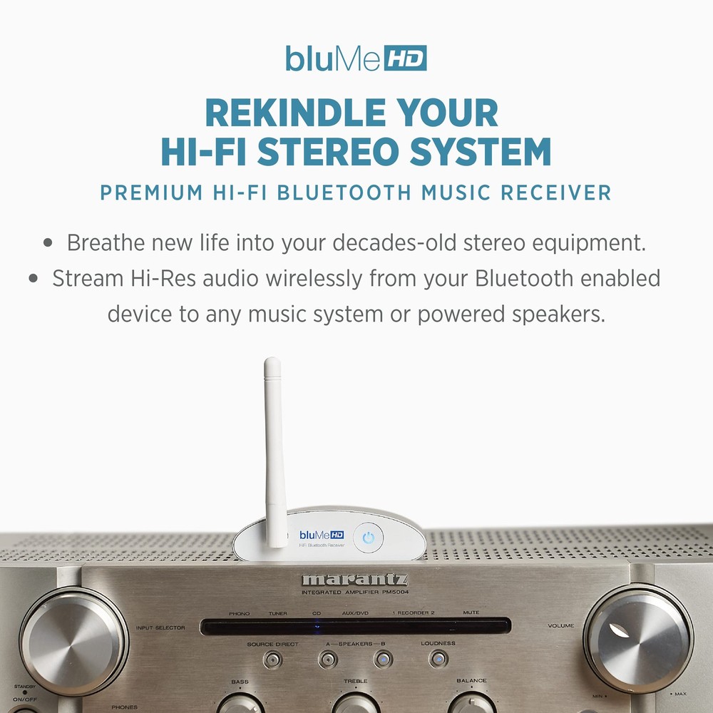 Blume HD Long Range Bluetooth 5.3 Music Receiver Hi-Fi Audio Adapter with Aud...