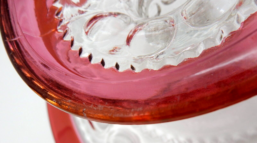 VINTAGE TIFFIN FRANCISCAN "KING'S CROWN - RUBY FLASHED" PEDESTAL CAKE STAND