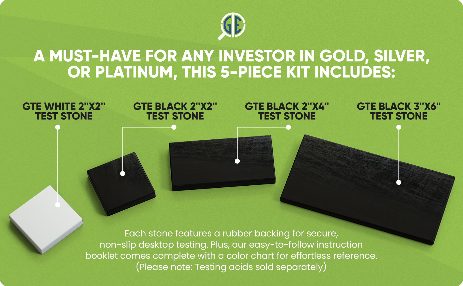 4 Gold Silver Platinum Jewelry Tester Scratch Streak Stones Acid Testing 14K 18K