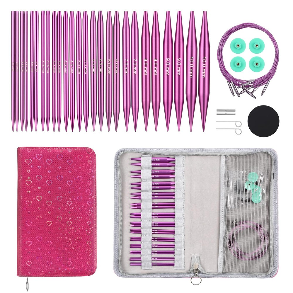 4Inch Interchangeable Circular Knitting Needles Set | US 2.515 3.010.0mm | 13...