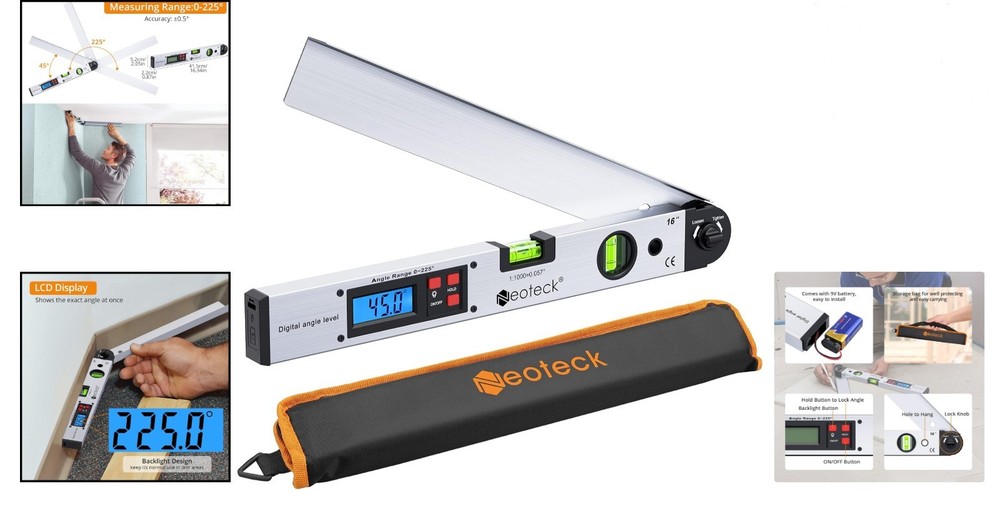 Lightweight Digital Angle Finder with Horizontal and Vertical Leveling Function