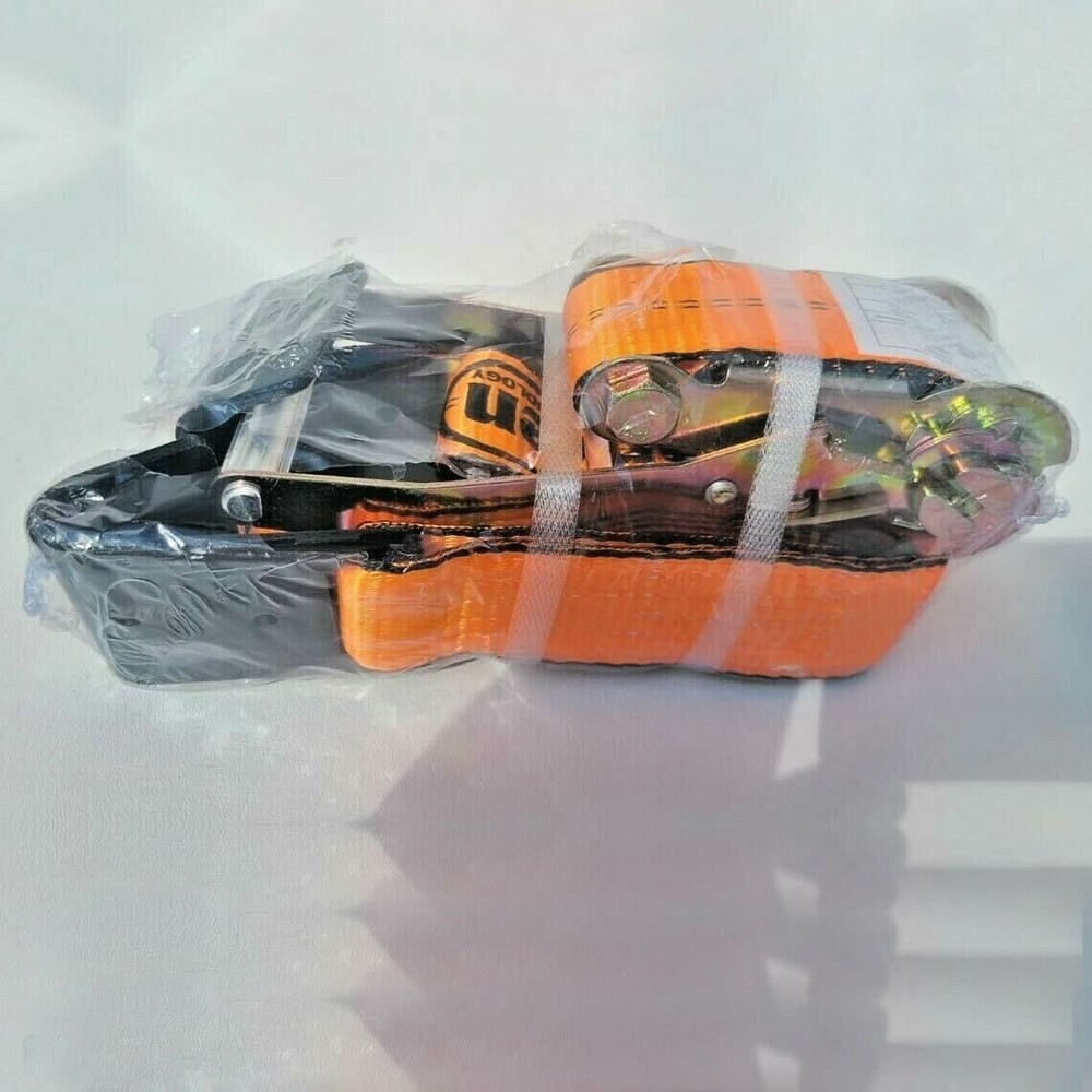 Ratchet Strap Cargo Tie-Downs 2"x27' Heavy-Duty Flat Hook Flatbed Orange