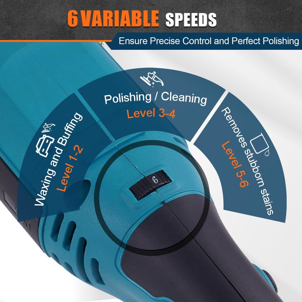 Buffing Machine Orbital Polisher For Car 6 Variable Speed Power Buffers Supple