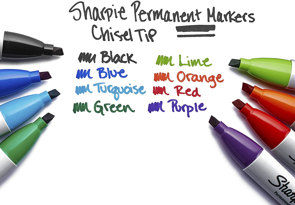 Sharpie 38264PP Permanent Markers Chisel Tip Black 4 Count
