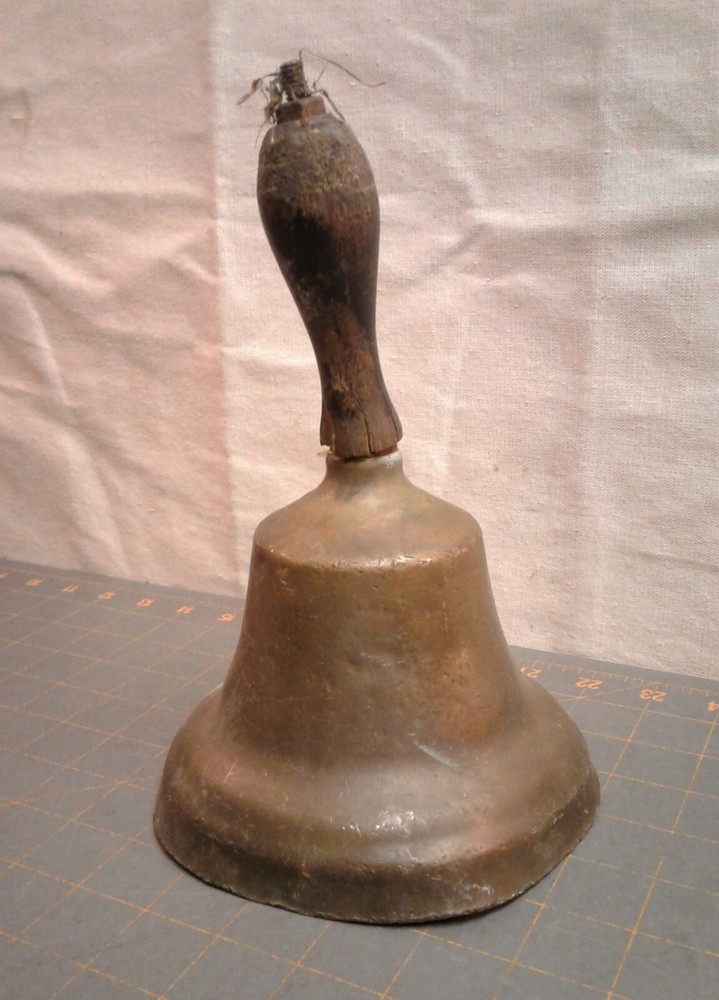 Antique Primitive Brass Hand Held School Bell