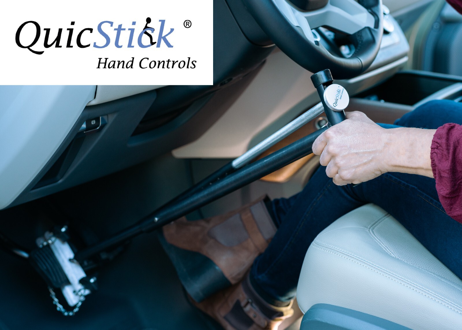 QuicStick Portable Hand Controls Disabled Driving Lightweight Handicap Mobility
