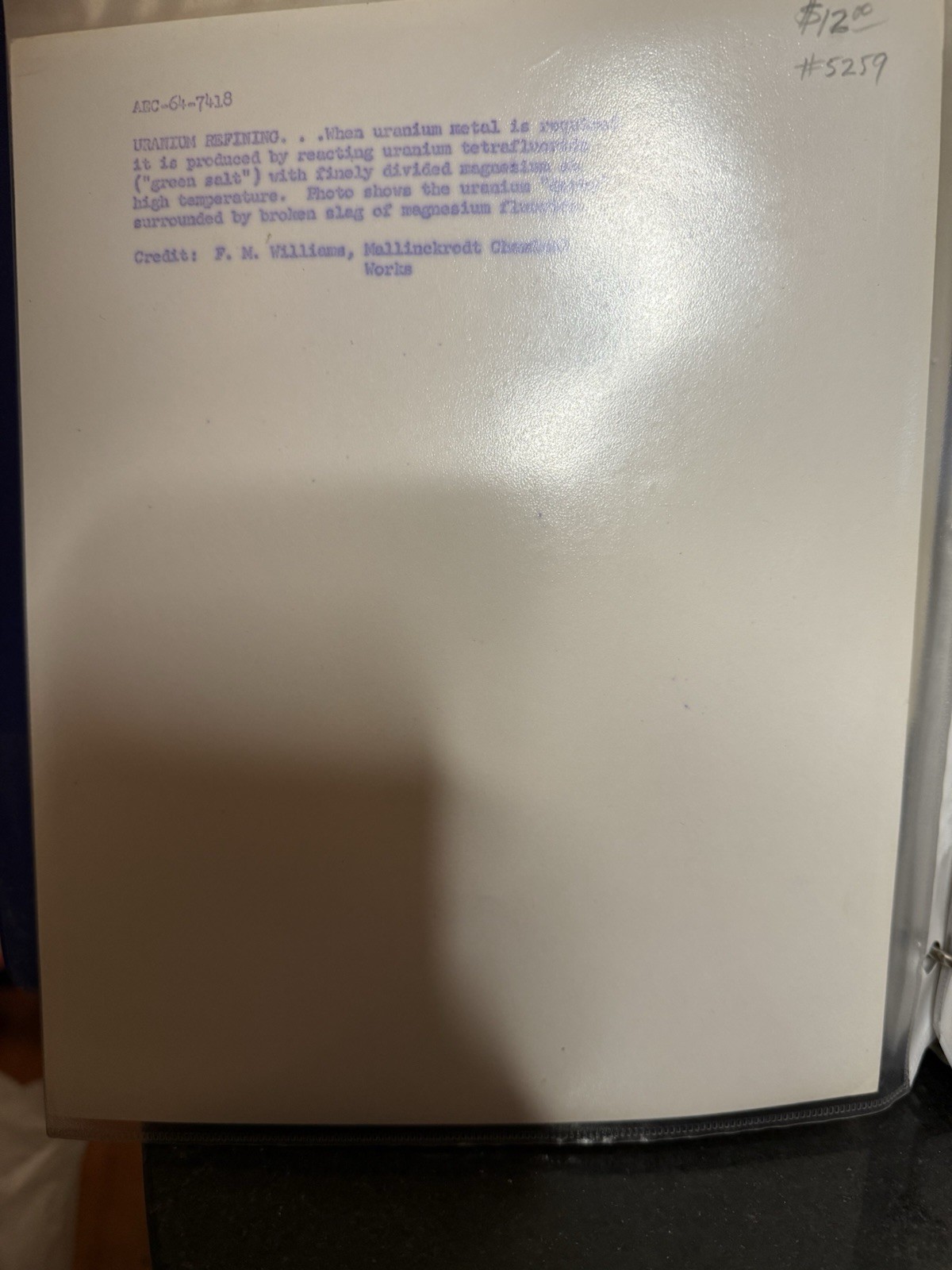 UNION CARBIDE CORP Binder With 70 Uranium Mining Related Photos