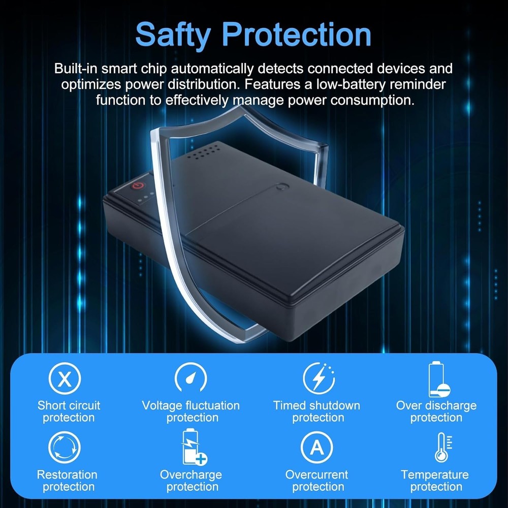 Mini UPS Battery Backup 12V for Router, Modem, Camera, Home Network