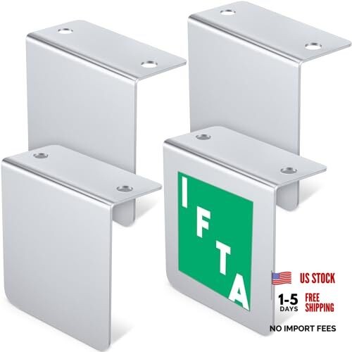 Pack of 4 Chrome Brackets - Flat Permit Panel - Universal Size - 4 L Shaped