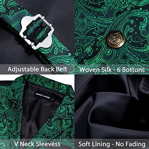 Mens Victorian Vest Steampunk Gothic Paisley X-Large Emerald Green Paisley a