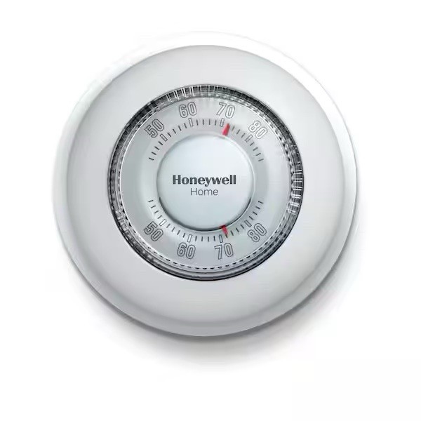 Round Non-Programmable Thermostat with 1H Single Stage Heating, Manual Control