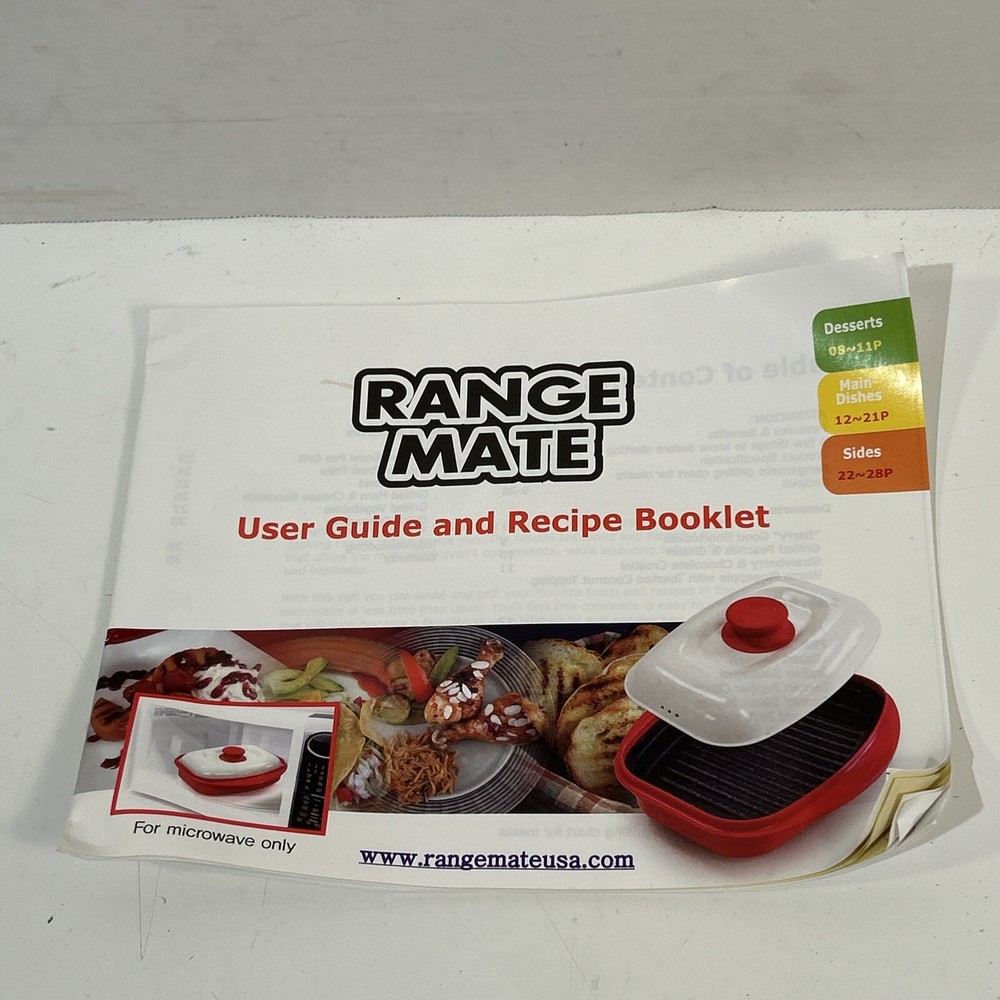 RANGE MATE MICROWAVE GRILL Pan Steaks RED/WHITE RECTANGULAR Covered Dish VTG