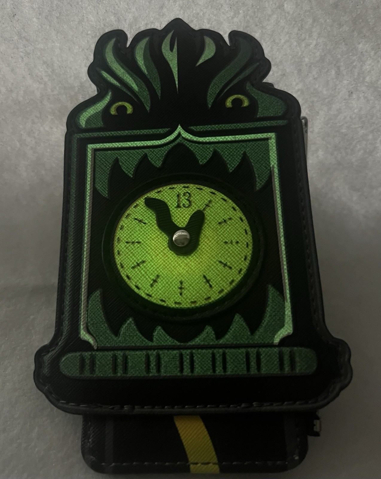 Disney Loungefly Haunted Mansion Welcome Foolish Mortals Clock Cardholder Glows