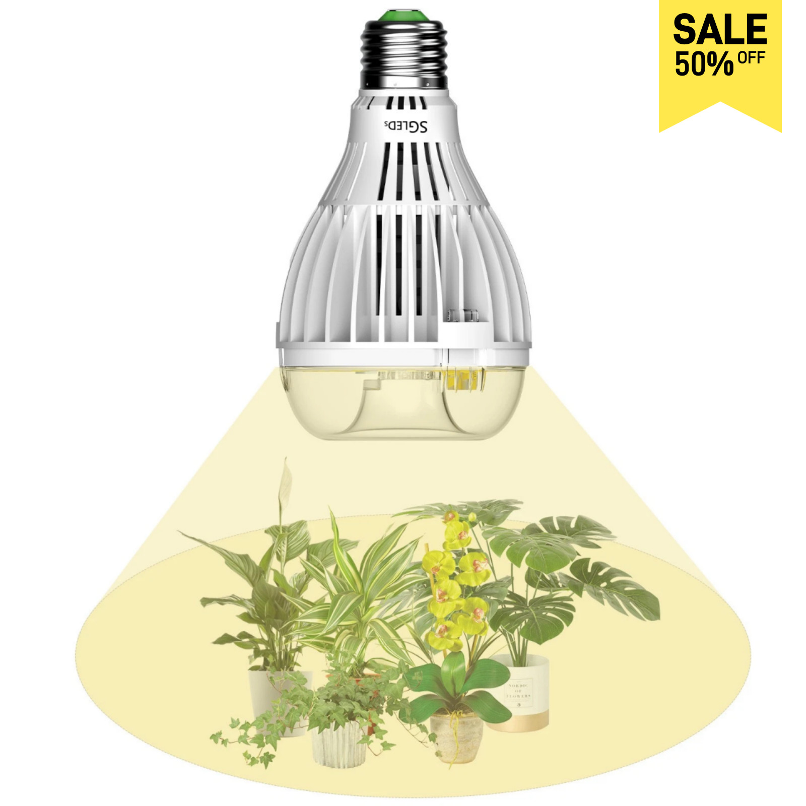 SANSI LED Grow Light Bulb 24W (200W Equivalent) Full Spectrum Houseplants A21