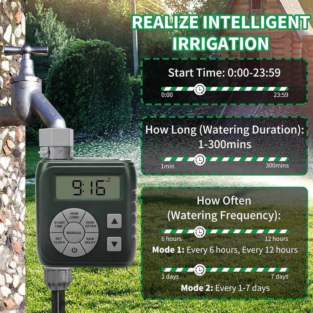 Zuomeng Sprinkler Timer Programmable Irrigation Water Timer Garden Hose (Green)