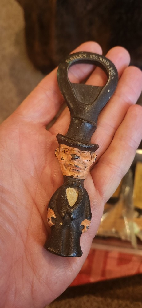 Antique Drunken Man Bottle Opener Cast Iron Wilton Bailey Island Harpswell Maine