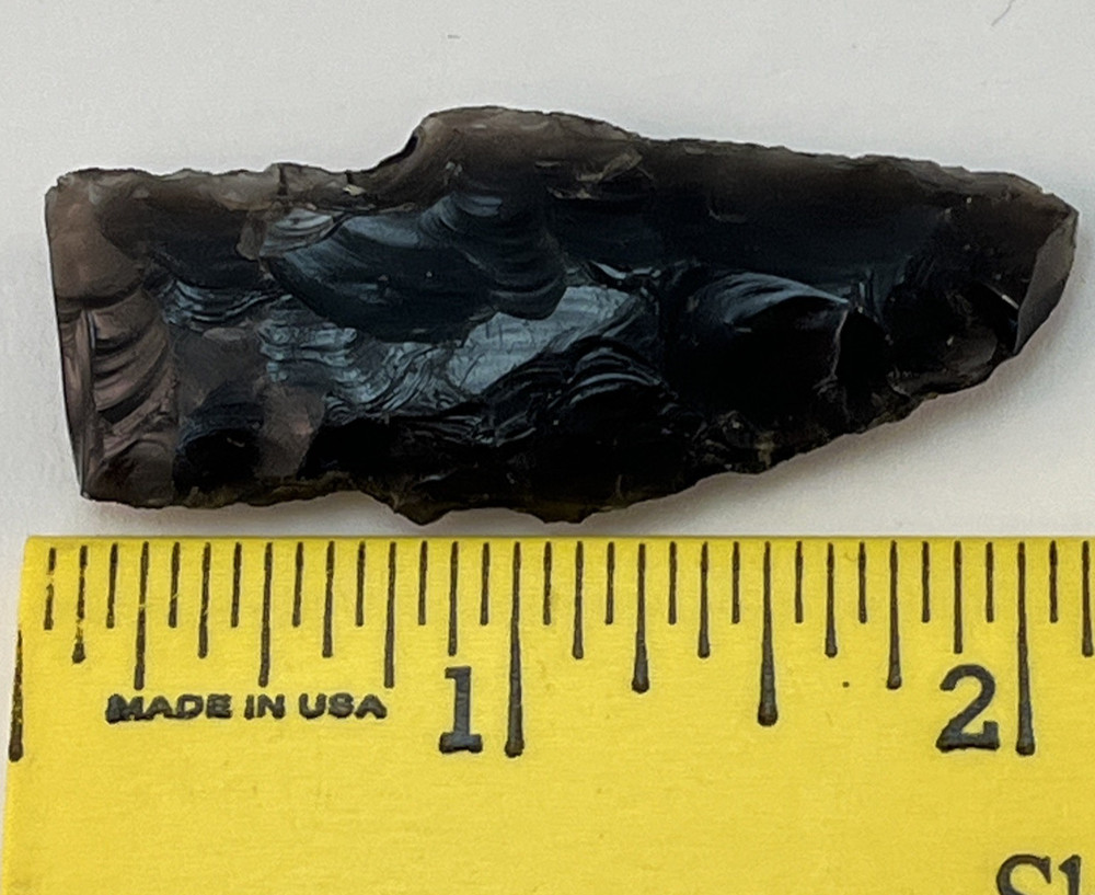 Obsidian Black Arrowhead Spearhead - Age Unknown