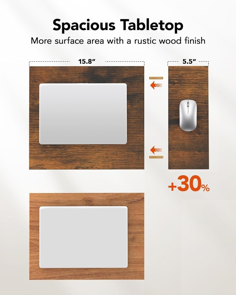 C-Shaped Side Table C Table Sofa W/ Two-Piece Desktop & Metal Frame Large