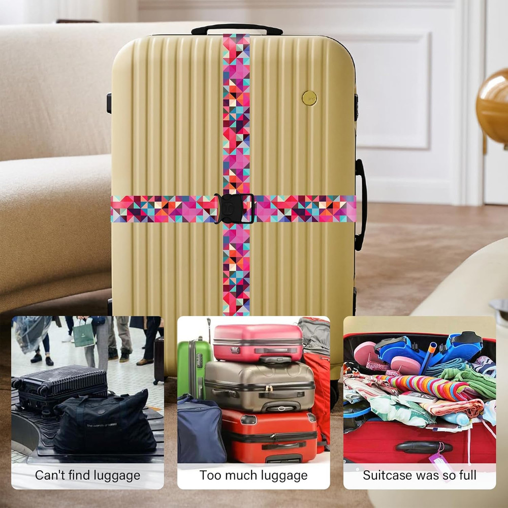 2 Pack Luggage Straps for Suitcases, Adjustable Belt with Double Lock and Quick