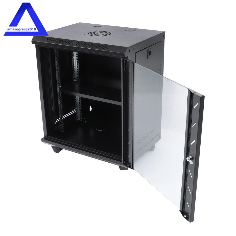 12U Wall Mount Server Cabinet Network Rack Vented Enclosure Lock Door 15.5''Deep