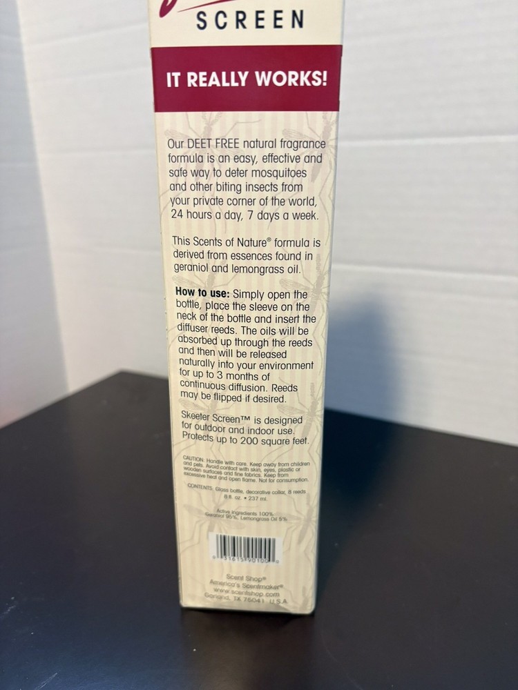 Skeeter Screen Outdoor Mosquito Deterrent Reed Diffuser