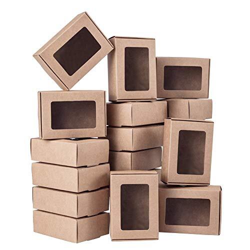 30 Pieces Soap Packaging Boxes Paper Soap Box Kraft Soap Box with Window Rectang