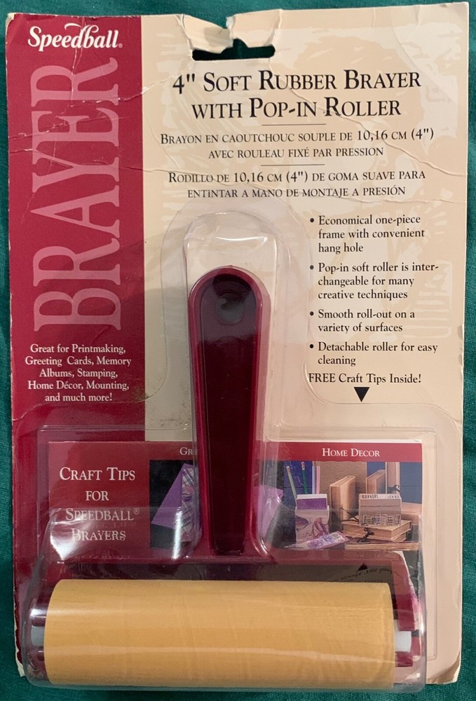 4” soft rubber Brayer w pop in roller Speedball