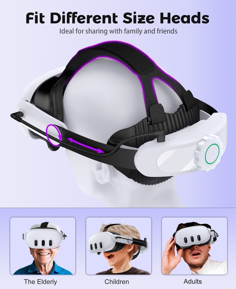 VR Head Strap For Oculus Meta Quest 3s/3/2,10000mAh Battery VR Headset Strap