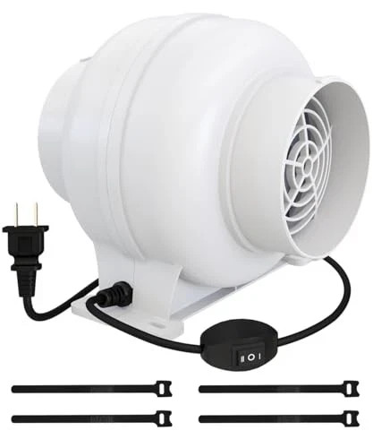 3.5 Inch 168 CFM Inline Duct Ventilation Fan with 2 Speed Controller, White