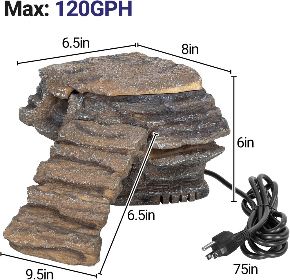 Turtle Tank Filter, 120GPH Turtle Filter Basking Platform with Detachable Bridge